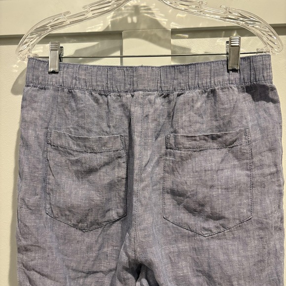 Cynthia Rowley 100% Linen Pants Medium Blue Chambray Ankle Wide Leg Lightweight - Picture 10 of 16